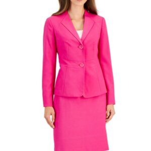 Le Suit 2pc Skirt Suit Women's Size 6 Pink Jacket + Skirt Career C-Suite Office